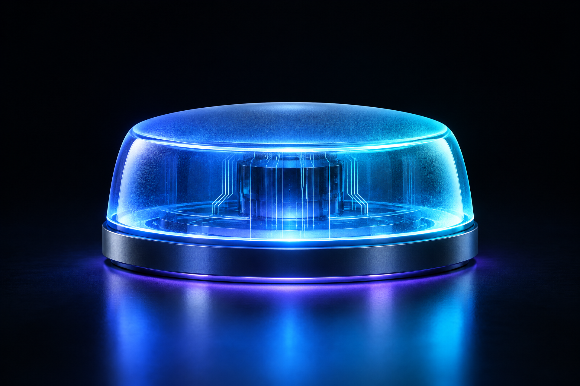 Safeur beacon with a glowing blue, aqua and violet halo edge